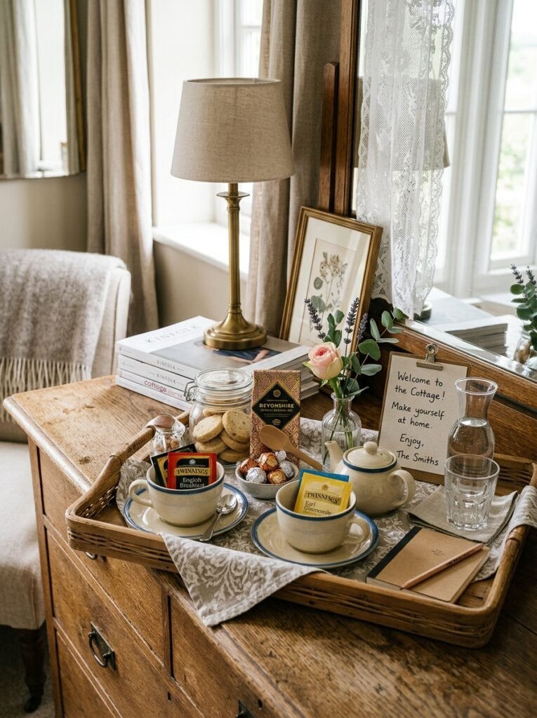 guest welcome tray dresser snacks 