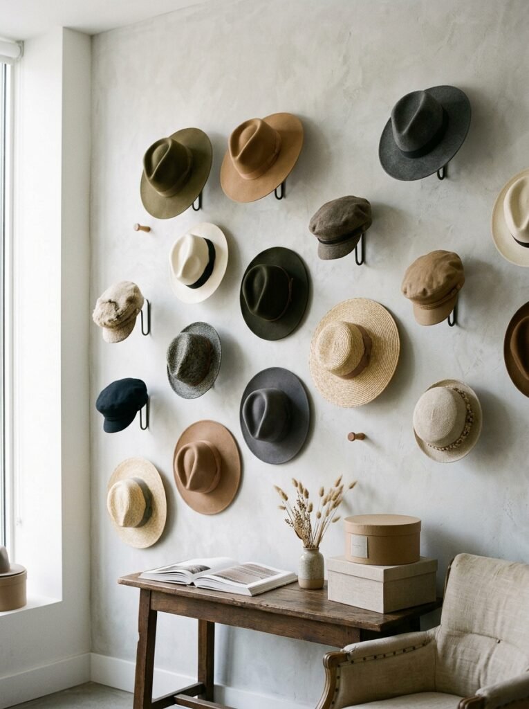 hat gallery collection on wall 