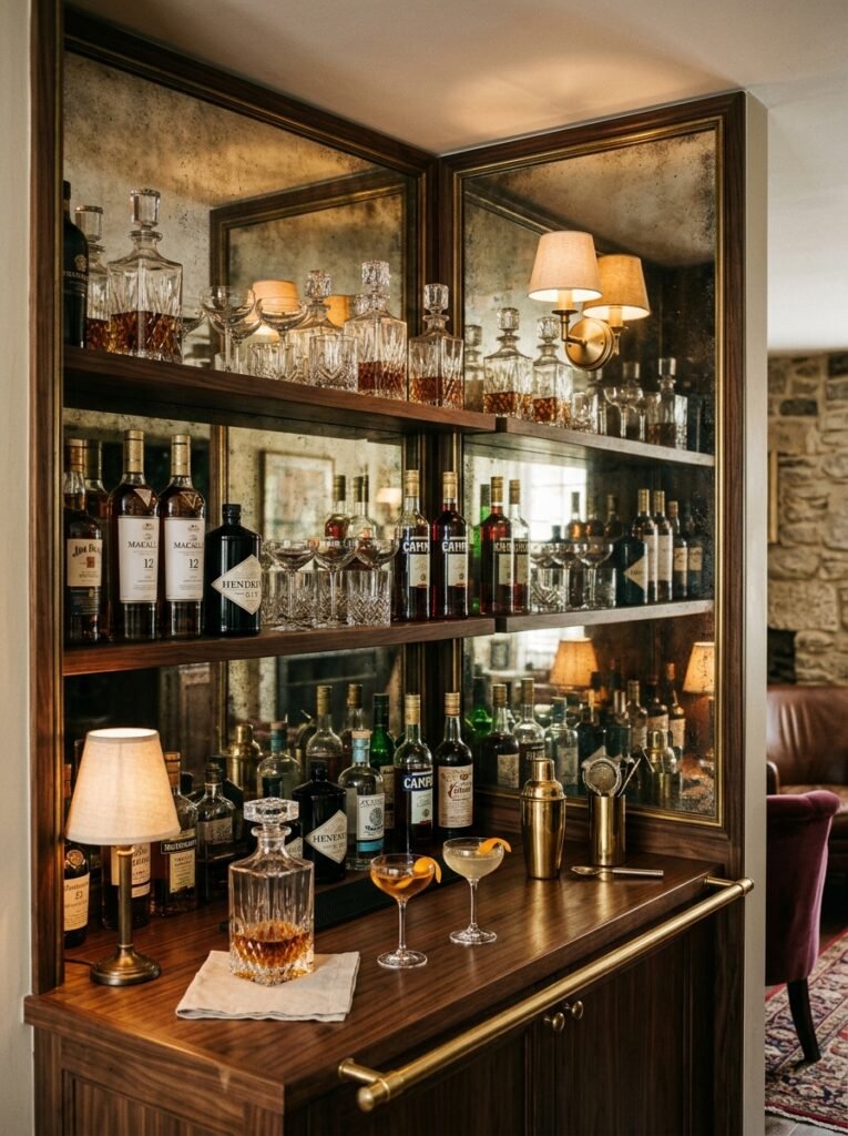 home bar vintage mirror reflection 