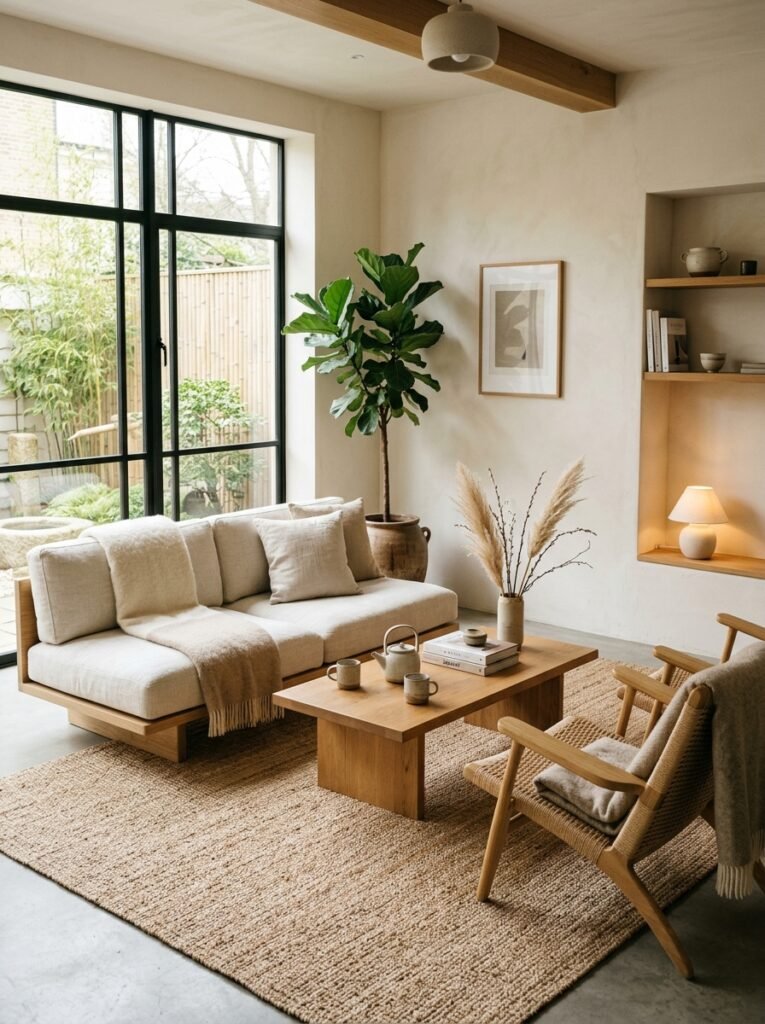 japandi living room jute rug 202607101937