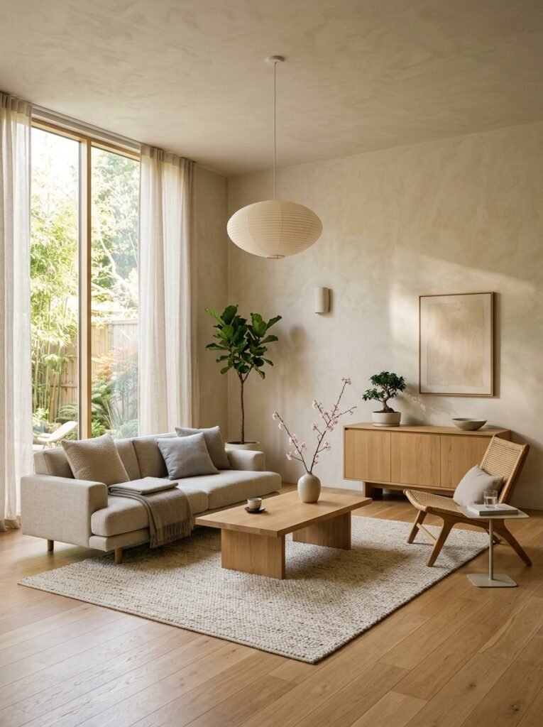 japandi living room morning light 202607101646