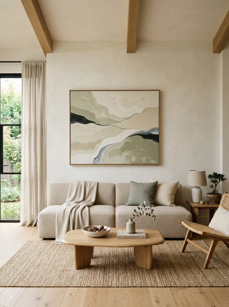 japandi living room with artwork 202607101941
