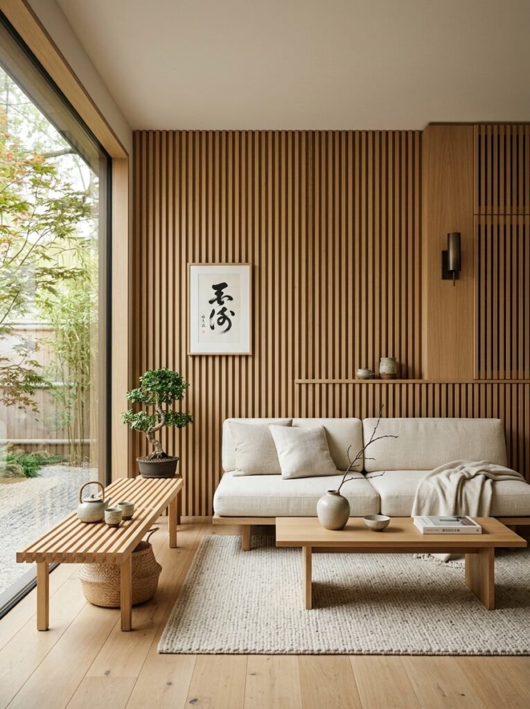 japandi living room wood slats 202607101946
