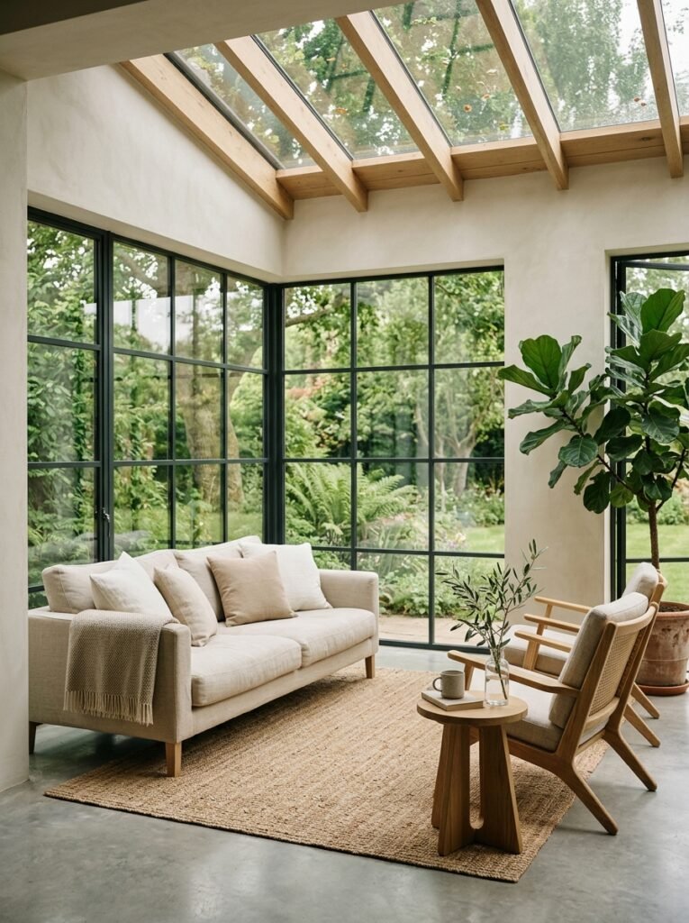 minimal serene sunroom 
