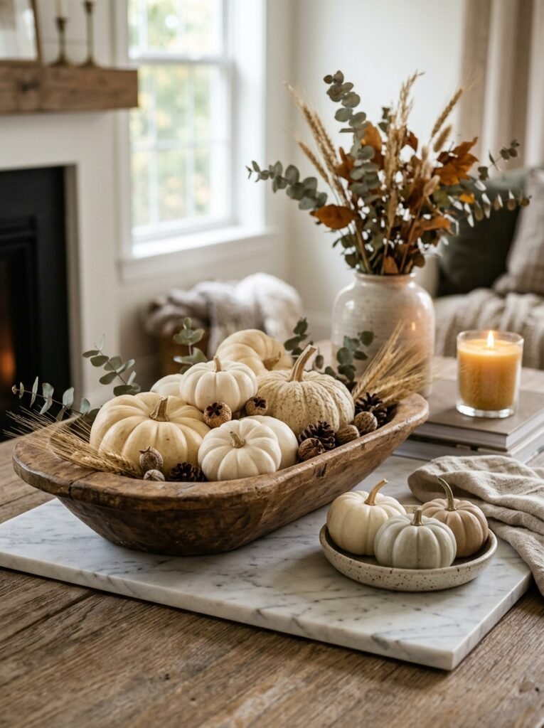 pumpkins in containers on tray 