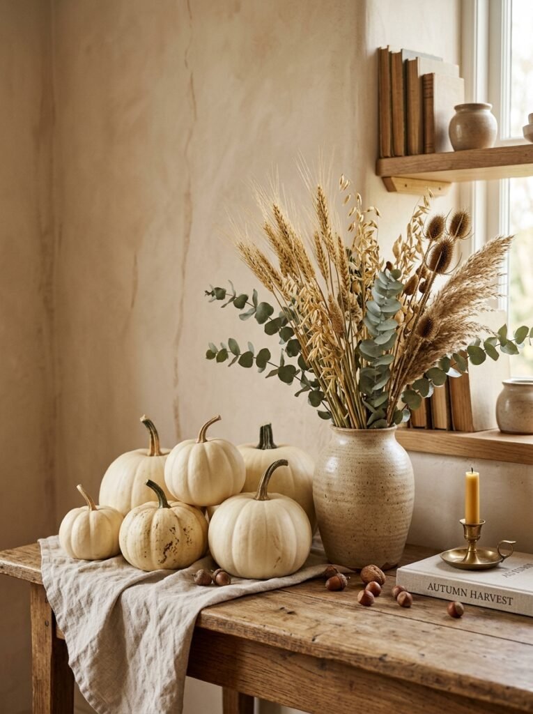 pumpkins with dried botanicals 