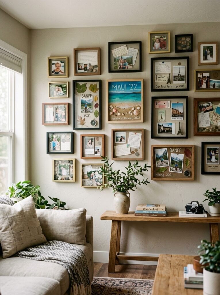 shadow box gallery on walls