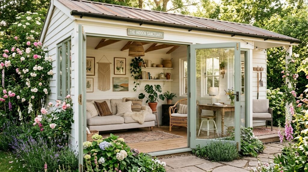 she shed boho farmhouse interior 202607141719