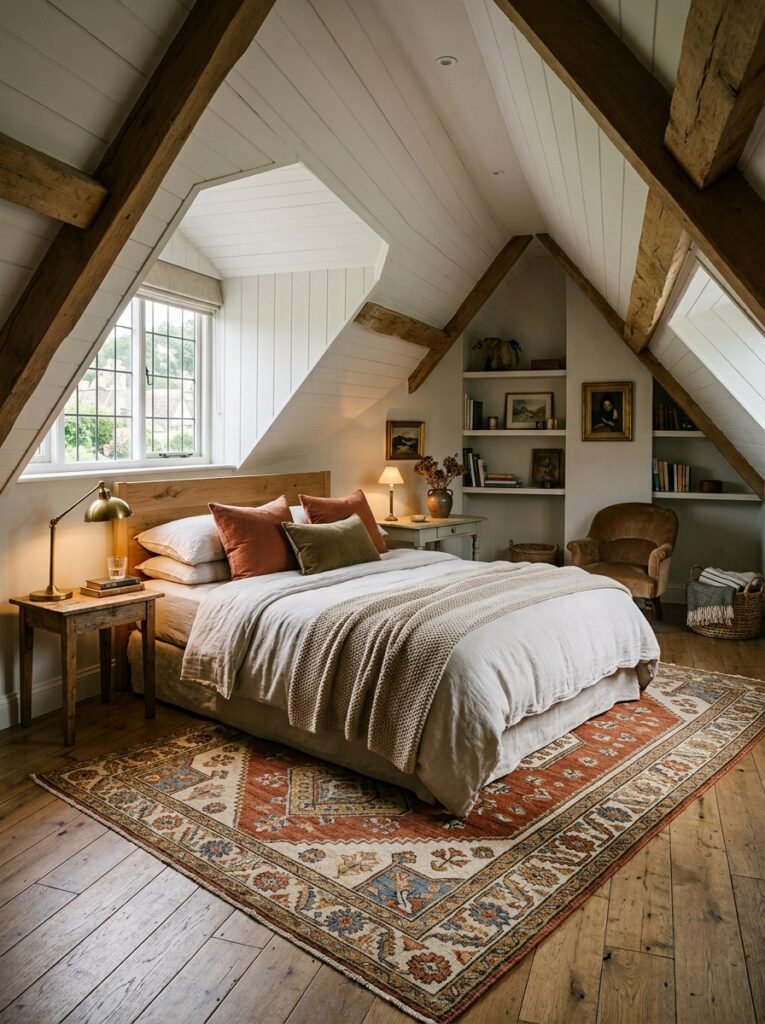 20 Sloped Ceiling Bedroom Ideas That Are Charming sophisticated attic bedroom styling