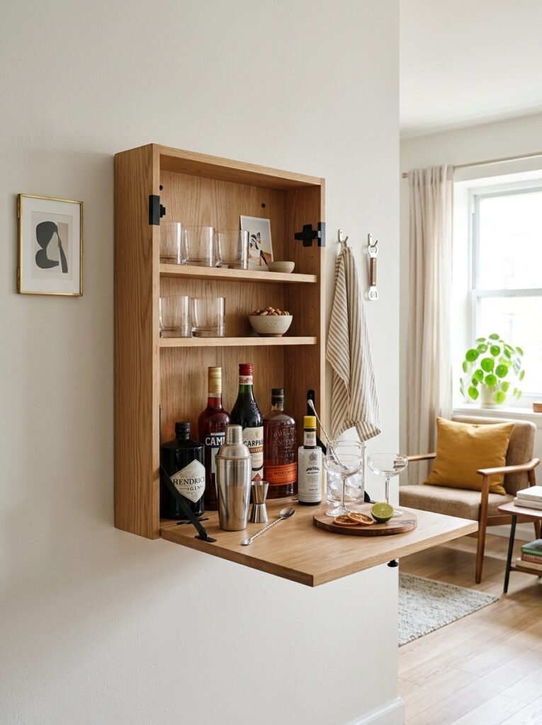 wall mounted bar cabinet open 