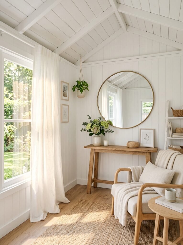 15 Dreamy She Shed Ideas For Your Own Backyard Escape white she shed interior sunlight