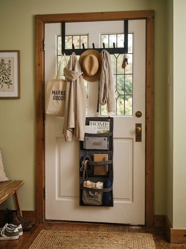 Over the door hooks on the back of a front door