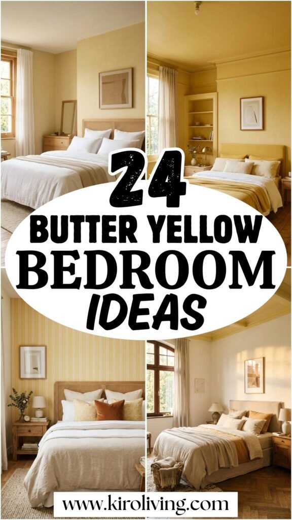 butter yellow bedroom ideas pin